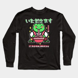 Kawaii Frog Eating Ramen Long Sleeve T-Shirt